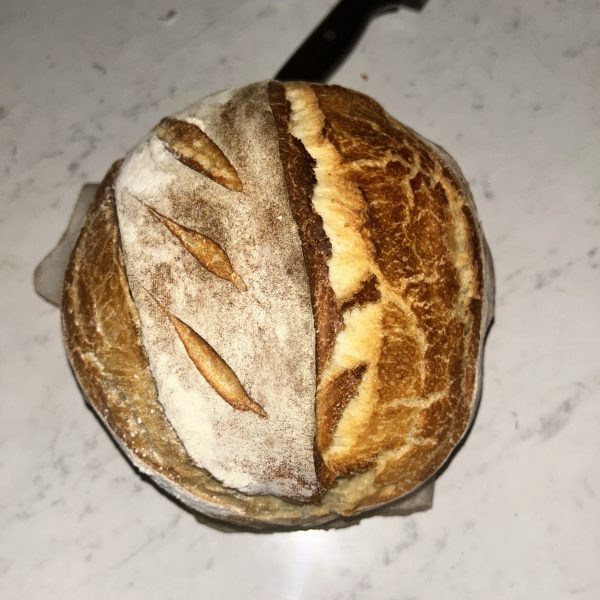 sourdough loaf fresh from oven