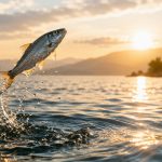 Fish jumping out of the sea.