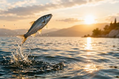 Fish jumping out of the sea.