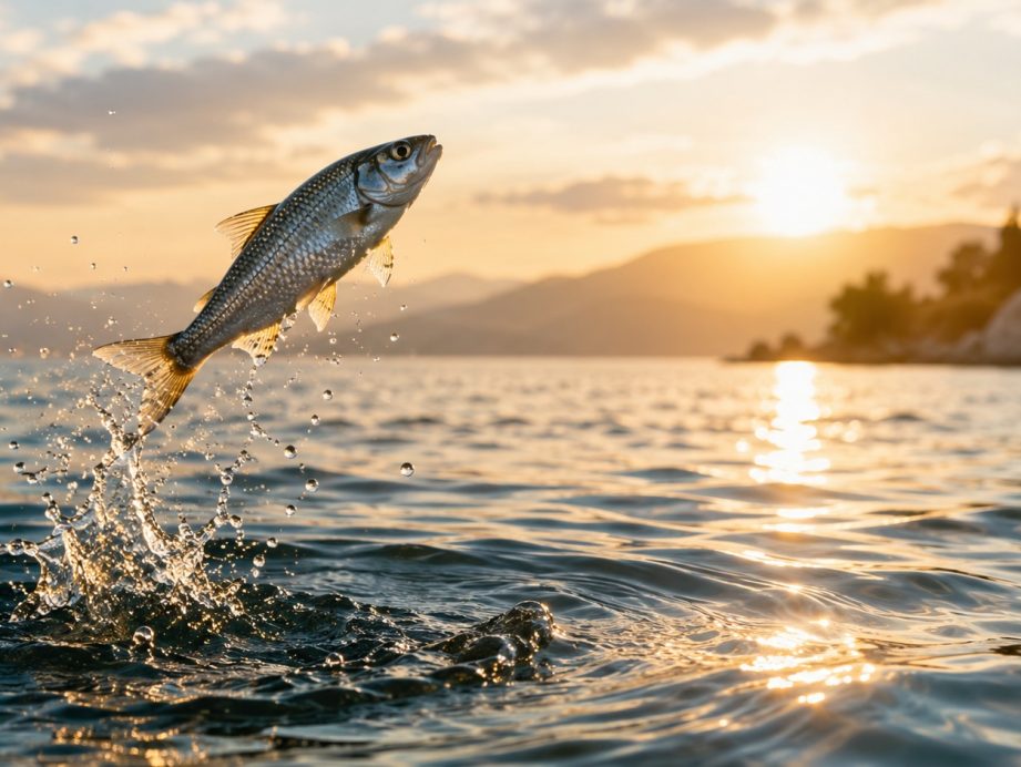 Fish jumping out of the sea.